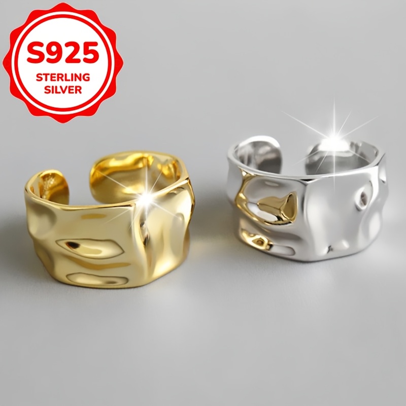 Women's S925 Silver Statement Ring, Irregular Design Gift